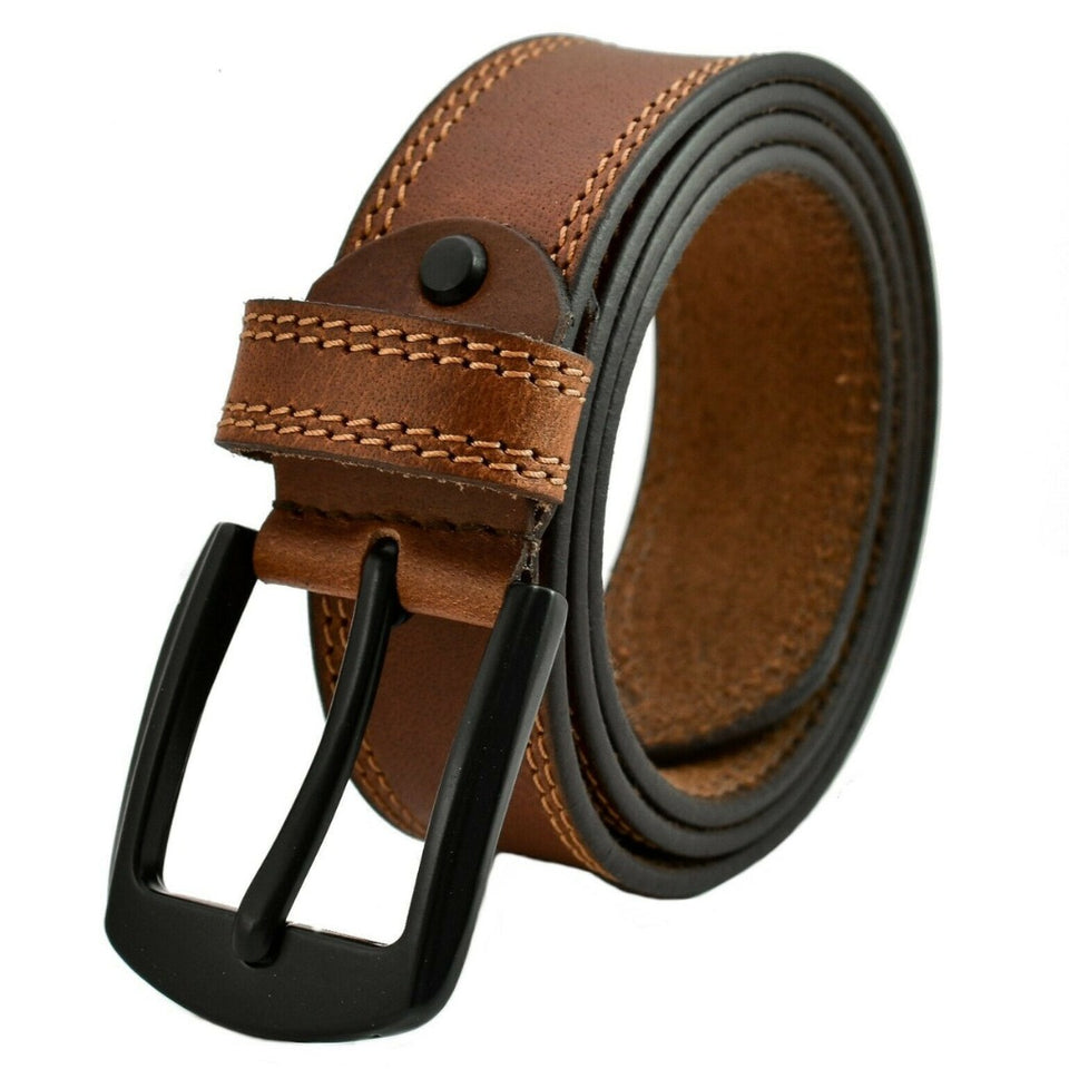 Texhide Stitched Stylish Leather Belt For Men (Black, Brown, Tan)