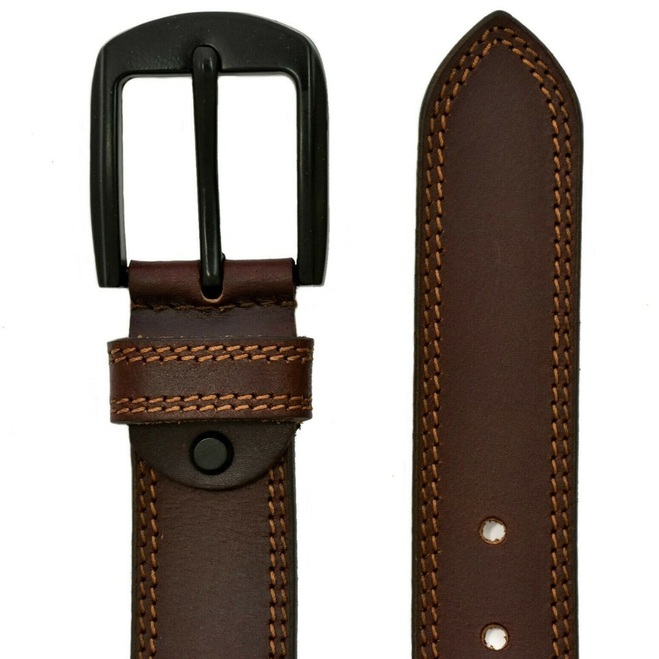Texhide Stitched Stylish Leather Belt For Men (Black, Brown, Tan)