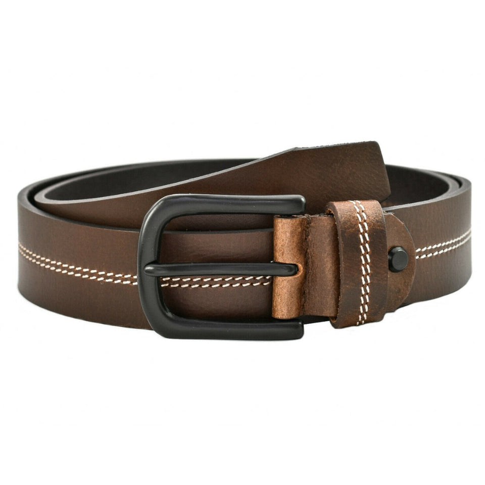 Texhide Casual Stitched Leather Belts for Men (Black,Brown)