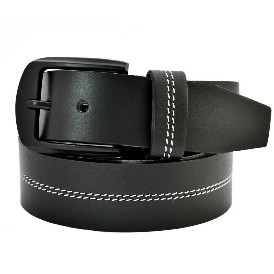 Texhide Casual Stitched Leather Belts for Men (Black,Brown)