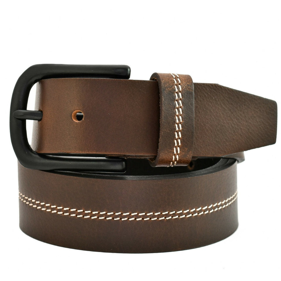 Texhide Casual Stitched Leather Belts for Men (Black,Brown)