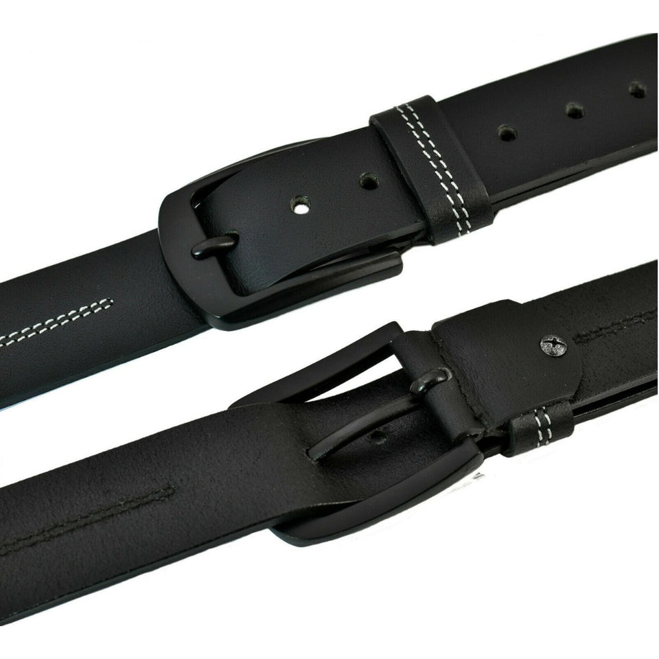 Texhide Casual Stitched Leather Belts for Men (Black,Brown)