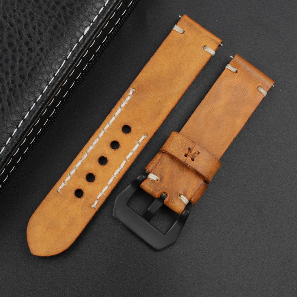 Texhide Stylish Watch Leather Strap For Men (Black, Brown, Tan)