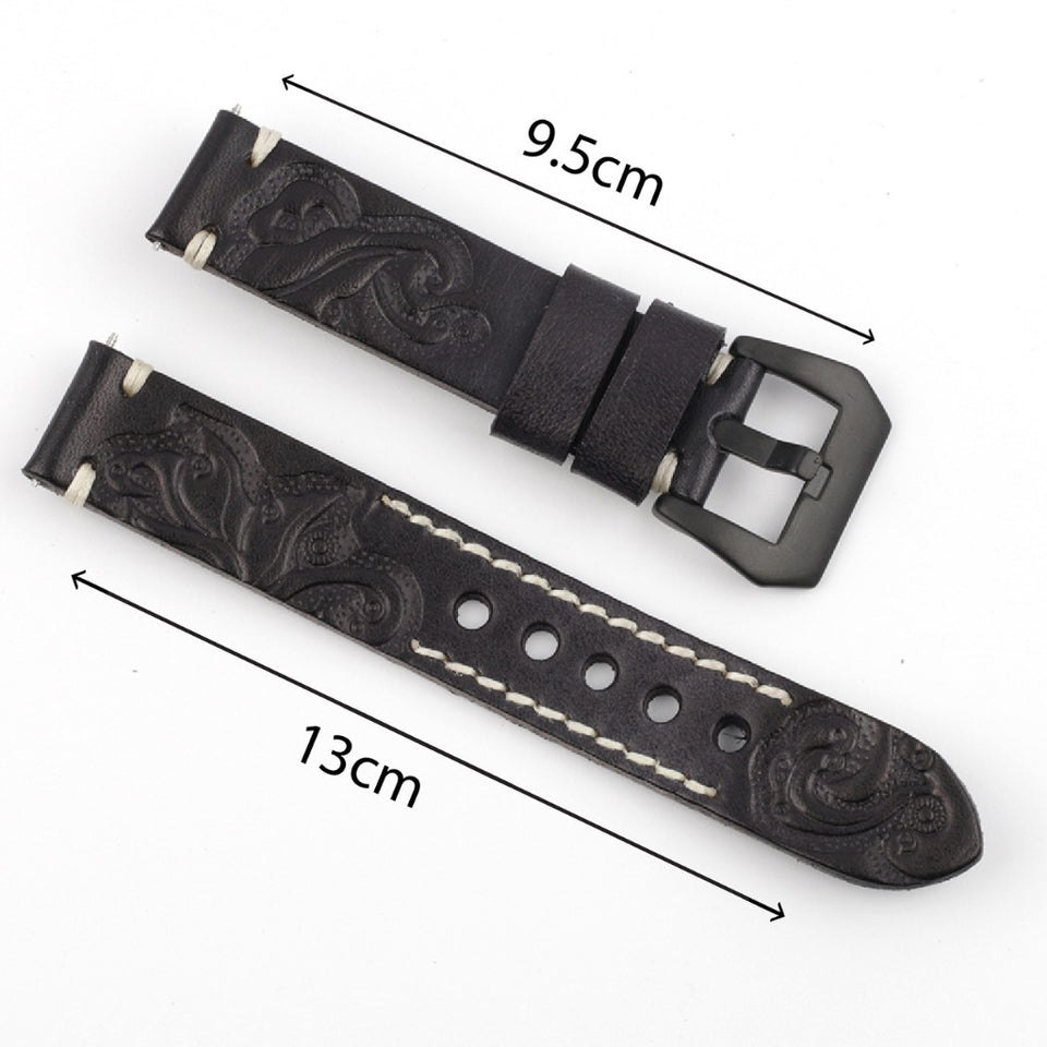 Texhide Stylish Watch Leather Strap For Men (Black, Brown, Tan)
