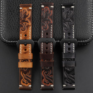 Texhide Stylish Watch Leather Strap For Men (Black, Brown, Tan)
