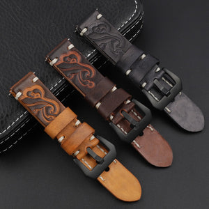 Texhide Stylish Watch Leather Strap For Men (Black, Brown, Tan)