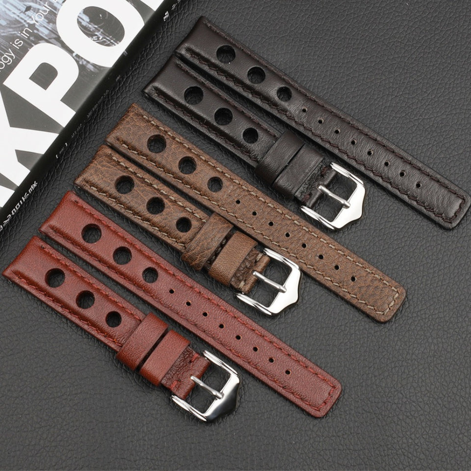Texhide Casual Watch Leather Strap For Men (Black, Brown, Red)