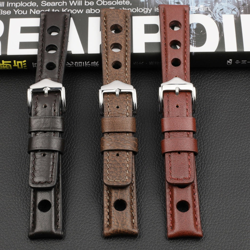 Texhide Casual Watch Leather Strap For Men (Black, Brown, Red)