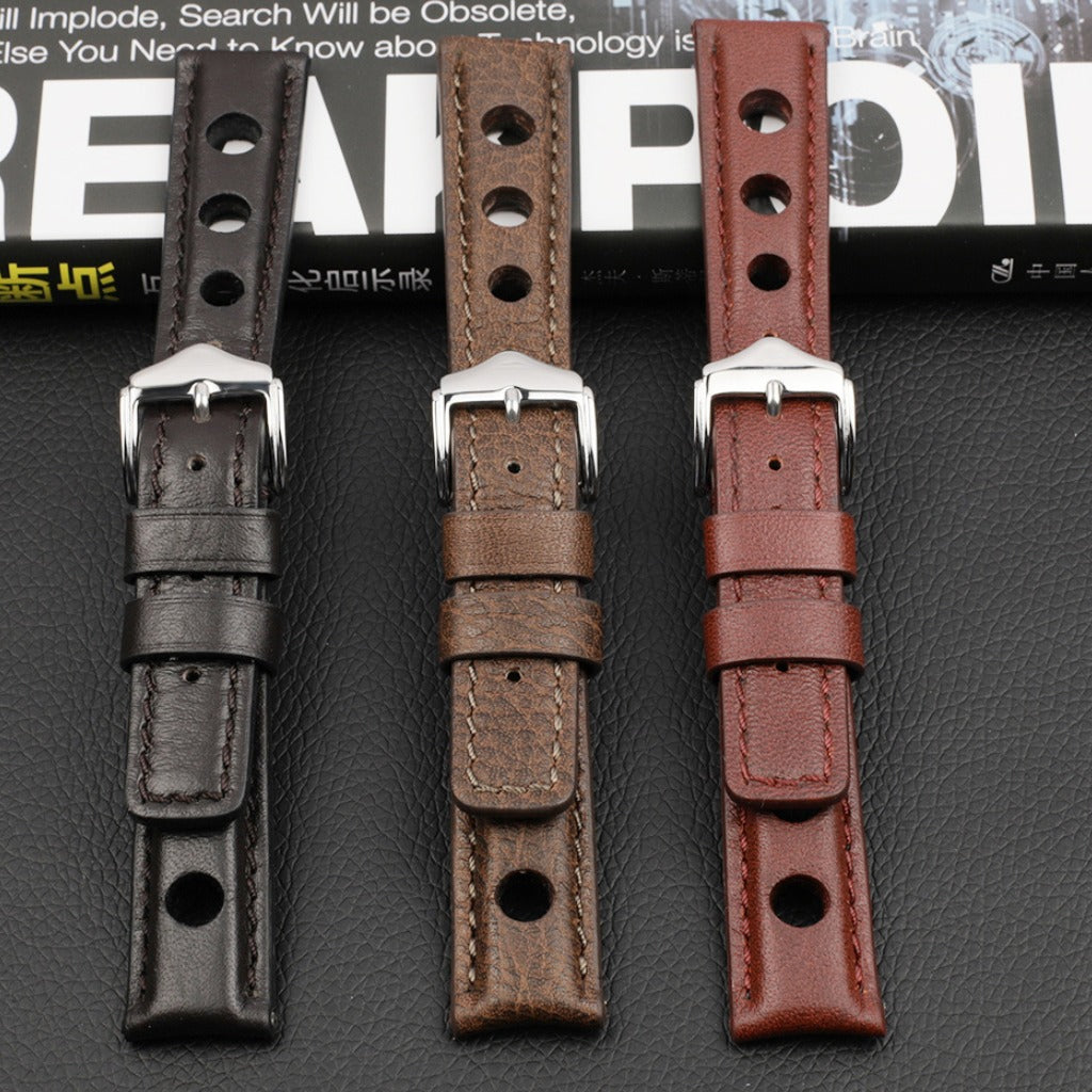 Texhide Casual Watch Leather Strap For Men (Black, Brown, Red)