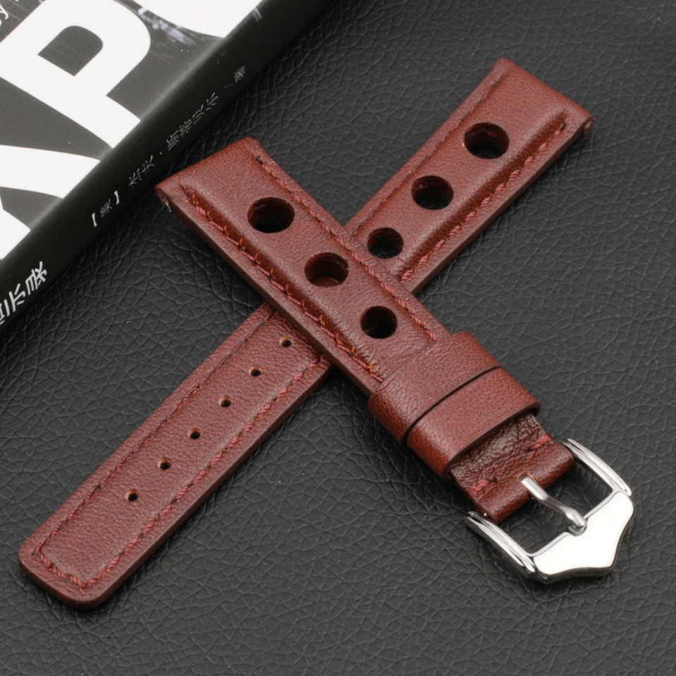 Texhide Casual Watch Leather Strap For Men (Black, Brown, Red)