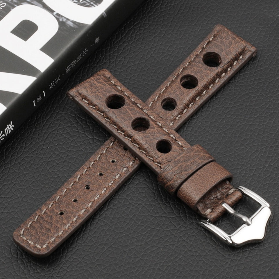Texhide Casual Watch Leather Strap For Men (Black, Brown, Red)