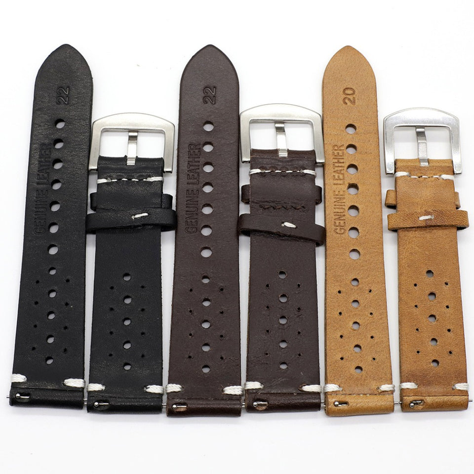 Texhide Classic Watch Leather Strap For Men (Black, Brown, Tan)