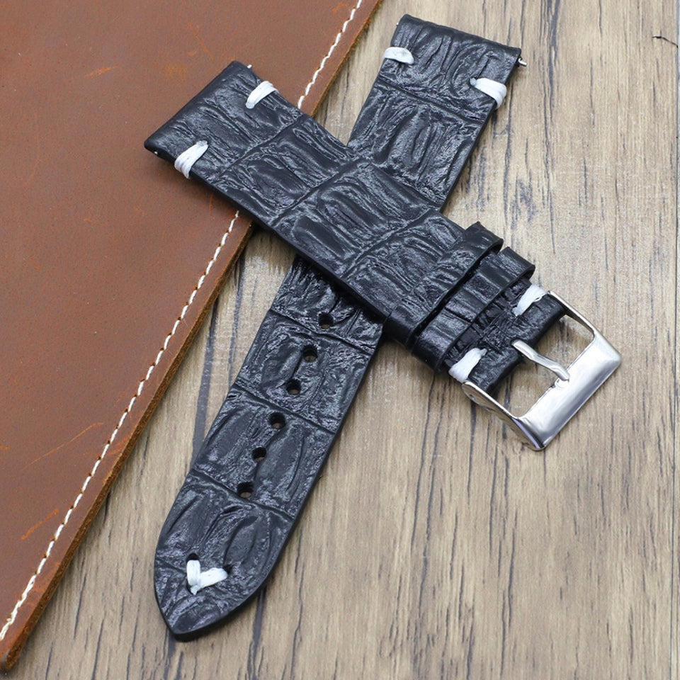 Texhide Leather Strap For Watch(Black, Grey, Tan)