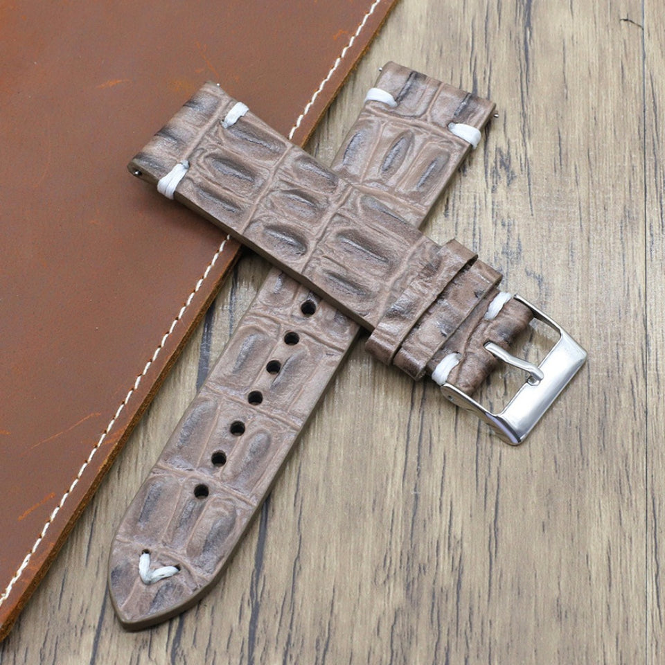 Texhide Leather Strap For Watch(Black, Grey, Tan)