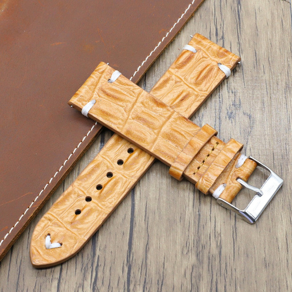 Texhide Leather Strap For Watch(Black, Grey, Tan)