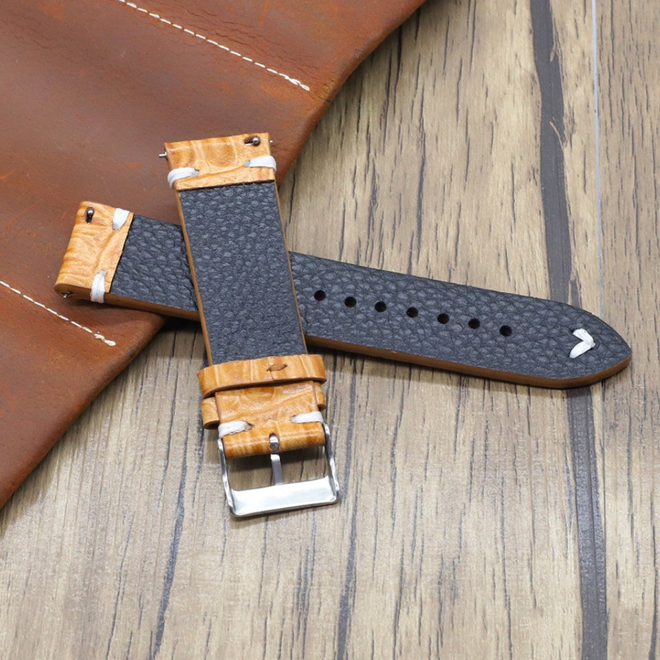 Texhide Leather Strap For Watch(Black, Grey, Tan)