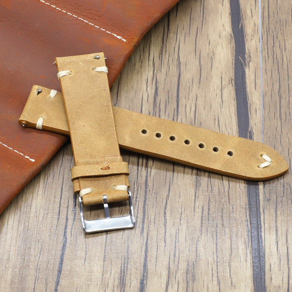 Texhide Stylish Leather Watch  Strap (Black, Tan, Cream)