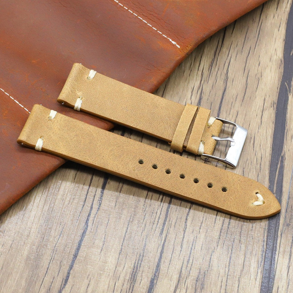 Texhide Stylish Leather Watch  Strap (Black, Tan, Cream)
