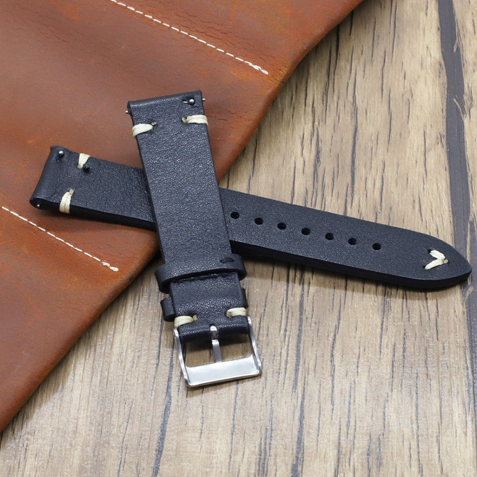 Texhide Stylish Leather Watch  Strap (Black, Tan, Cream)