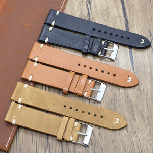 Texhide Stylish Leather Watch  Strap (Black, Tan, Cream)